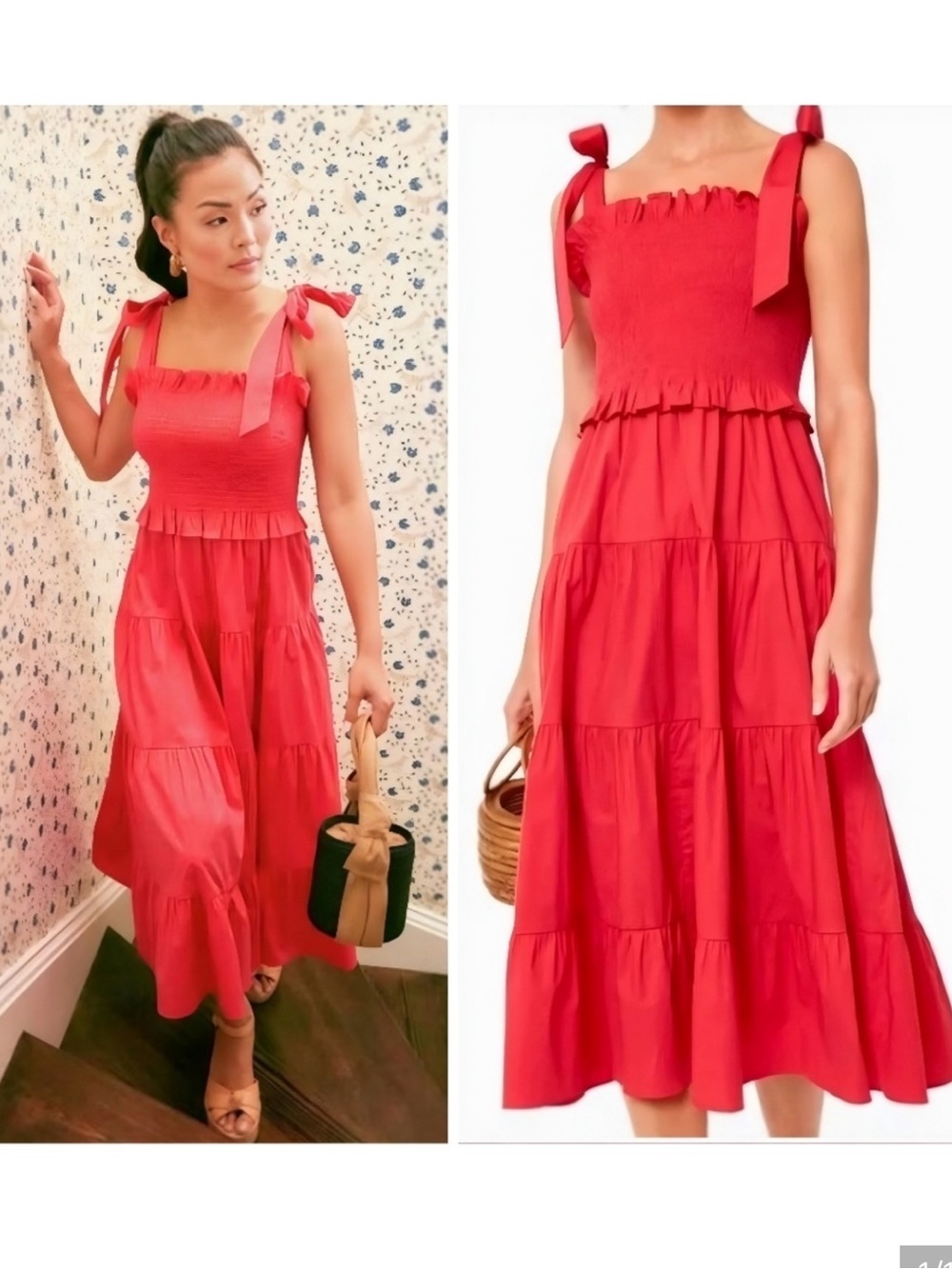 Tuckernuck • Women's Alannah Smocked Midi Dress Poppy Red